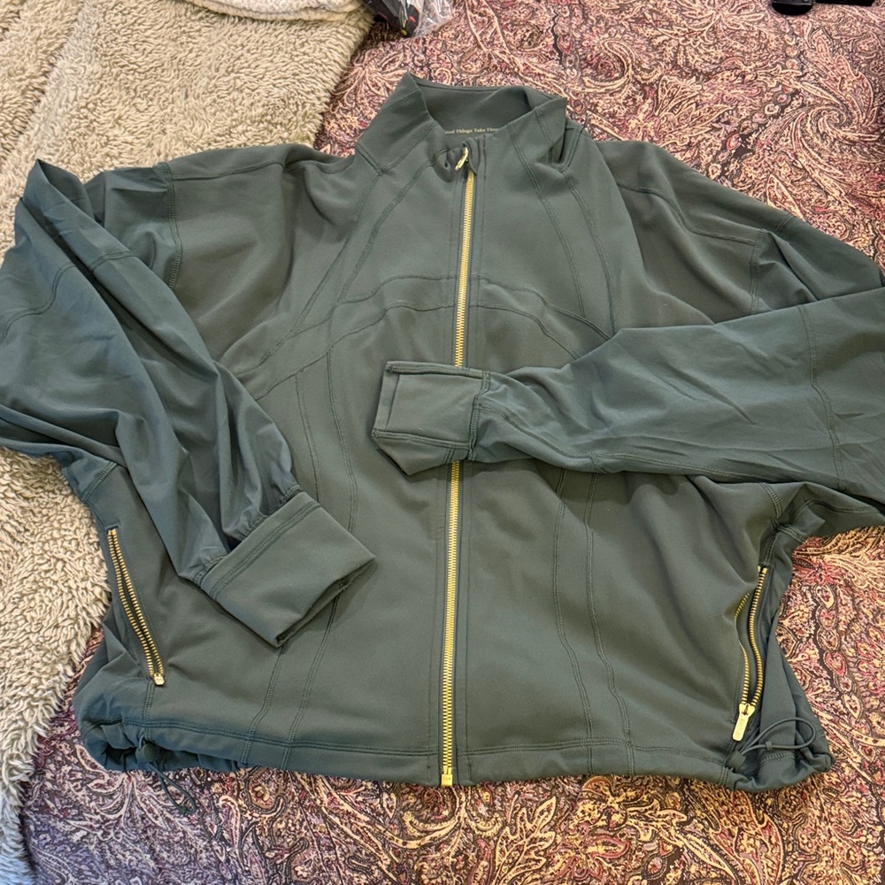 Lululemon Relaxed Define Jacket Green with Gold Accents